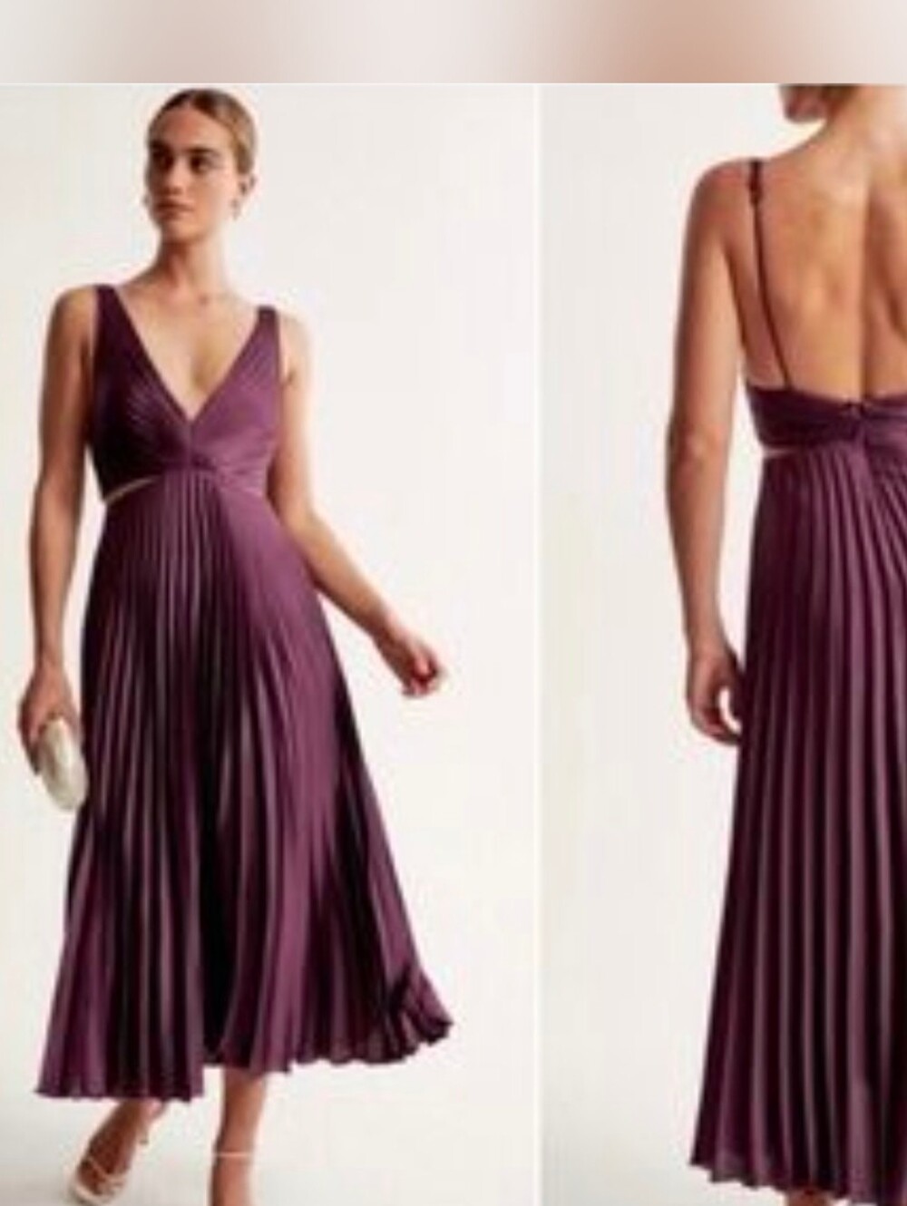 Abercrombie & Fitch Giselle Deep Plum Pleated Maxi Dress